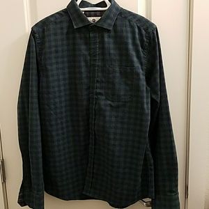 Steel and Jelly Green and Navy Plaid Flannel Shirt